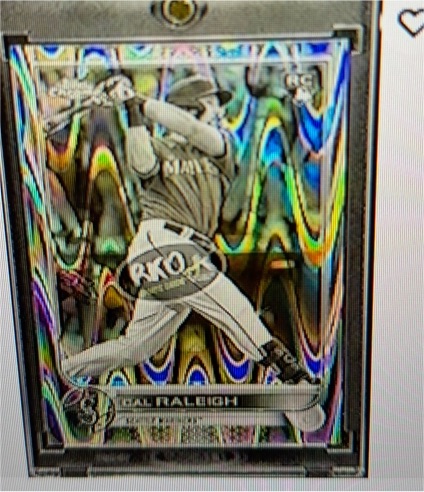 2022 Topps Chrome Cal Raleigh RKO Black & White Ray Wave Refractor — front
