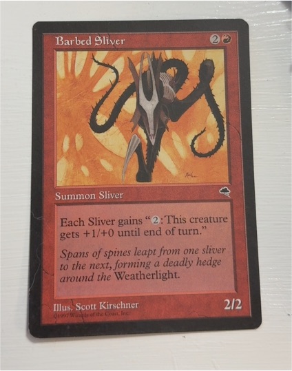 1997 Magic: The Gathering #163 Barbed Sliver — front