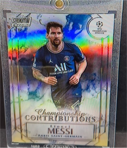 2021-22 Topps Stadium Club Chrome UEFA Championship Contributions #CC-LM Lionel Messi — front
