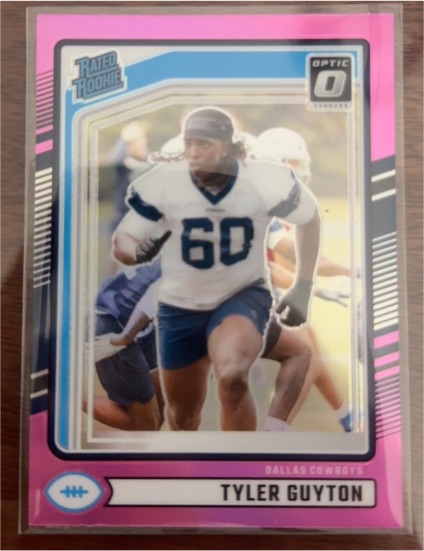 2024 Panini Donruss #400 Tyler Guyton Optic Preview Pink Prizm Rated Rookie — front