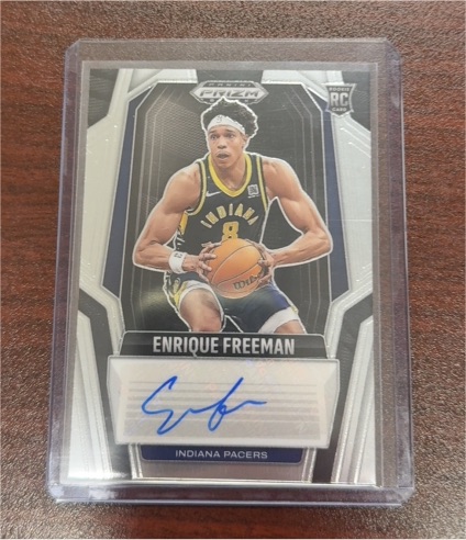 2024-25 Panini Prizm Black #RS-FRE Enrique Freeman Rookie Signatures Auto Indiana Pacers — front