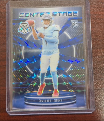 2025 Panini Mosaic #17 Cam Ward Center Stage Silver Prizm Rookie Card — front