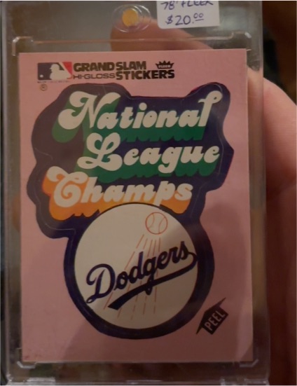 1978 Fleer Grand Slam Hi-Gloss Stickers National League Champs Dodgers — front