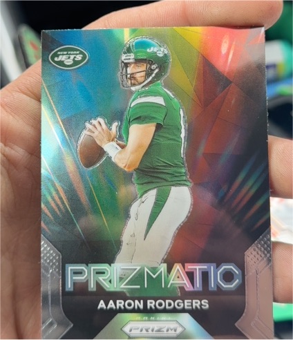 2023 Panini Prizm Football #8 Aaron Rodgers Prizmatic Insert New York Jets — front