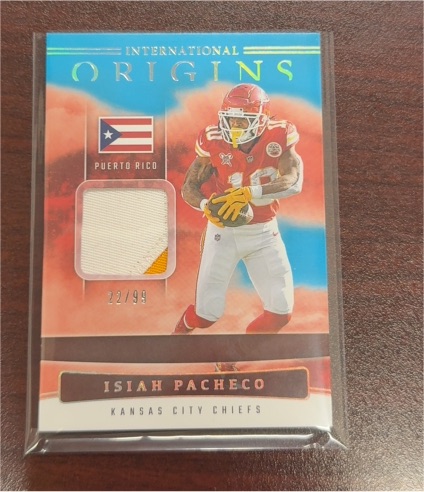 2025 Panini Origins #IO-IPO Isiah Pacheco International Origins Patch — front