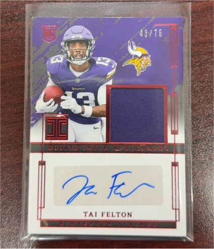 2025 Panini Impeccable Rookie Patch Autographs #RKP-TAF Tai Felton — front