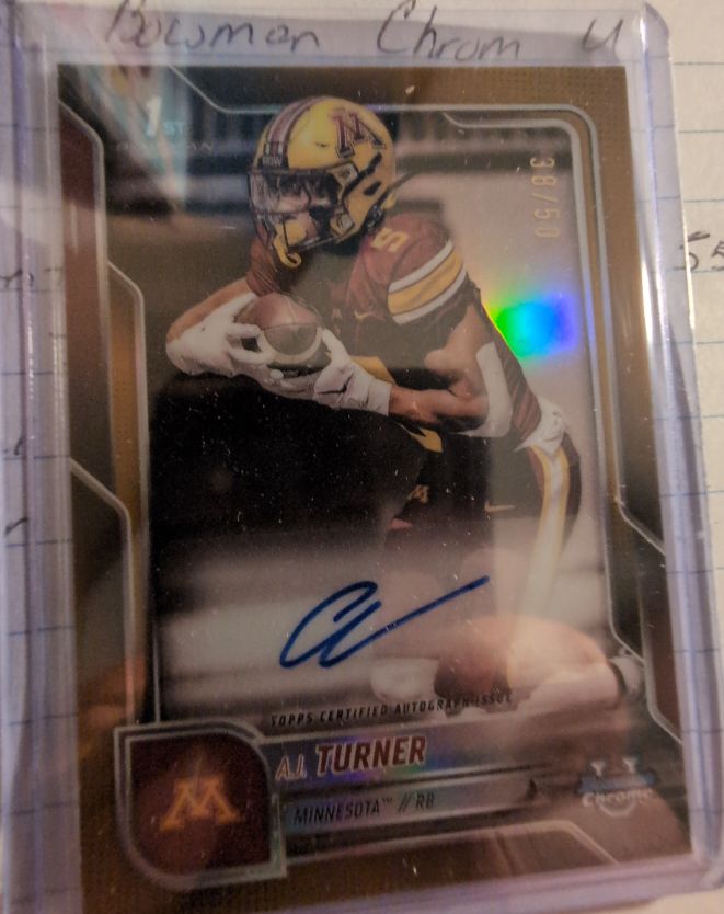 2025 Bowman University Chrome #38 A.J. Turner — front
