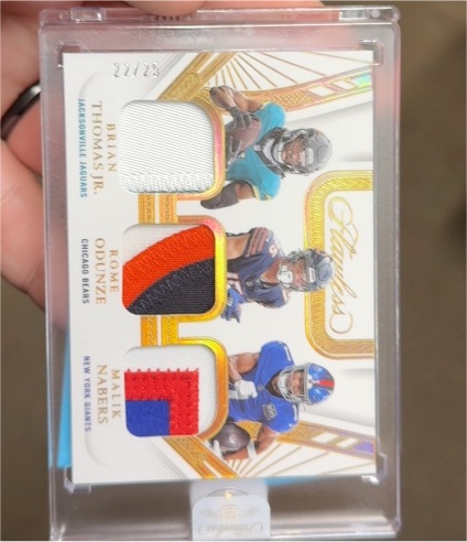 2024 Panini Absolute #22/25 Brian Thomas Jr. / Rome Odunze / Malik Nabers Triple Patch — front