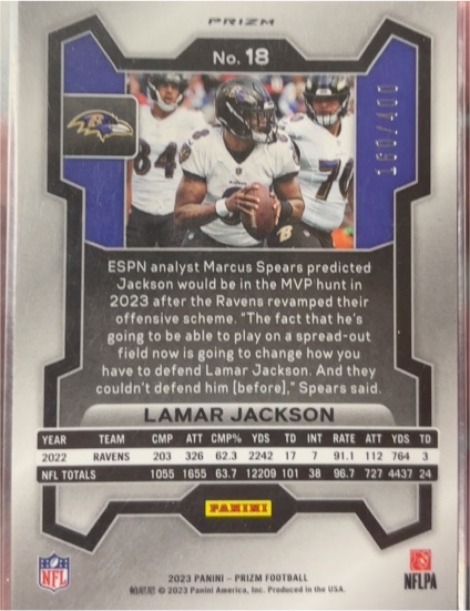 2023 Panini Prizm #18 Lamar Jackson — front