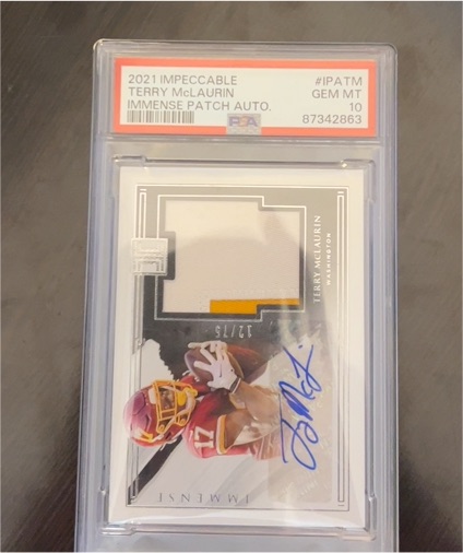 2021 Panini Impeccable #IPATM Terry McLaurin Immense Patch Auto — front