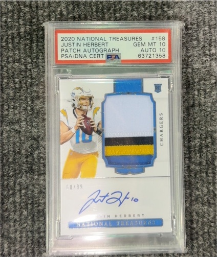 2020 National Treasures #158 Justin Herbert — front