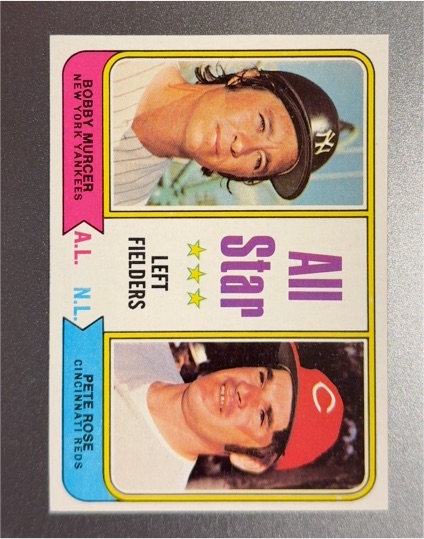 1974 Topps #336 All-Star Left Fielders Bobby Murcer / Pete Rose — front