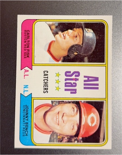 1974 Topps #331 All-Star Catchers Carlton Fisk / Johnny Bench — front