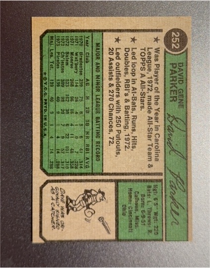 1974 Topps #252 David Gene Parker — front
