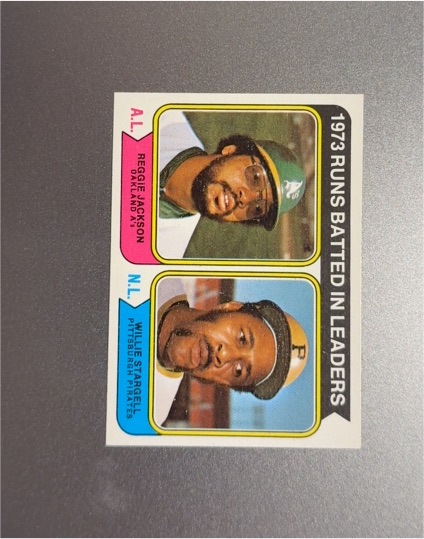 1974 Topps #203 RBI Leaders Reggie Jackson/Willie Stargell — front