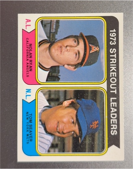 1974 Topps #207 1973 Strikeout Leaders Nolan Ryan / Tom Seaver — front