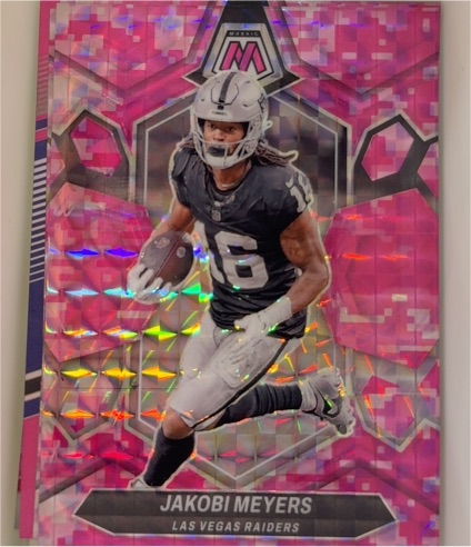 2024 Panini Mosaic #116 Jakobi Meyers Mosaic Camo Pink — front