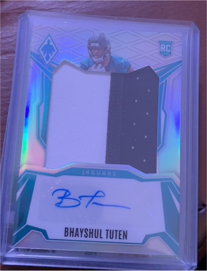 2025 Panini Phoenix Football Bhayshul Tuten FOTL Exclusive Rookie Patch Auto /25 — front