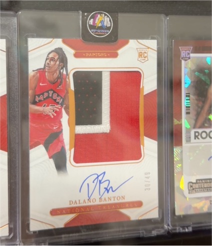 2021 Panini National Treasures Dalano Banton Rookie Patch Autograph — front