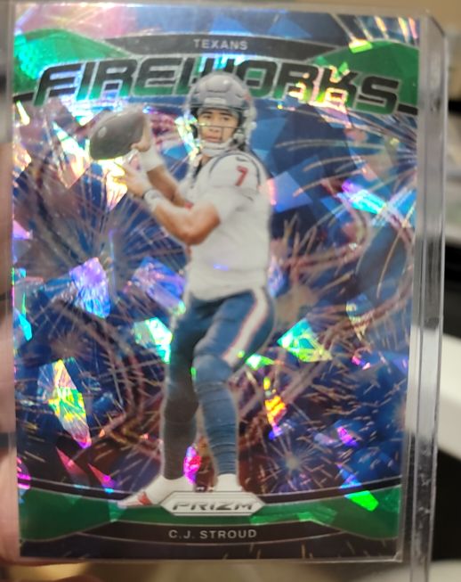 2024 Panini Prizm #3 C.J. Stroud Fireworks Green Prizm — front