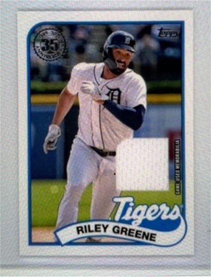 2024 Topps Series 1 89BR-RG Riley Greene 1989 35th Anniversary Relic Tigers — front
