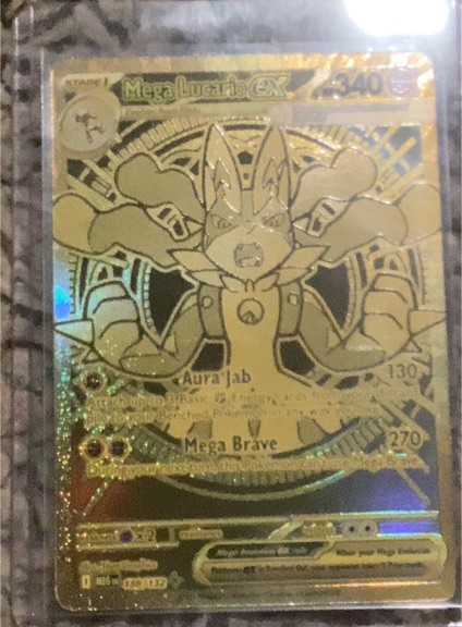 2025 Pokemon Mega Lucario EX #188/132 Mega Evolution Gold Hyper Rare — front