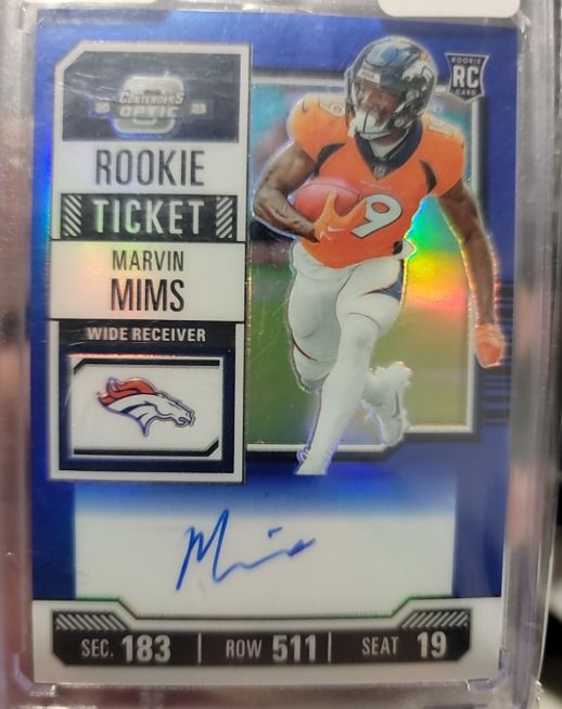 2023 Panini Contenders Optic #124 Marvin Mims Rookie Ticket — front