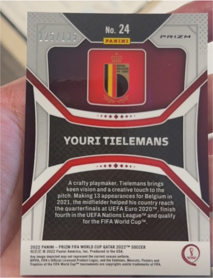 2022 Panini Prizm World Cup Qatar #24 Youri Tielemans — front