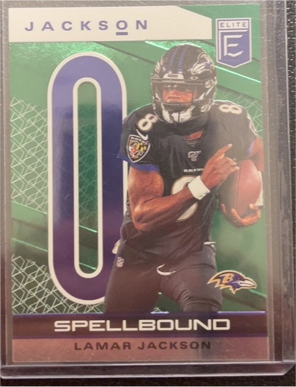 2020 Panini Donruss Elite Spellbound Green #34 Lamar Jackson — front