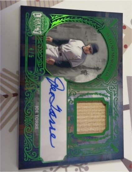 2025 Leaf Bronx Legacy Joe Torre Auto Bat Relic Green Foil /5 — front