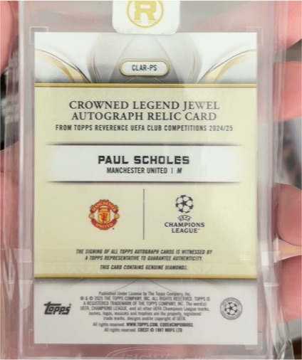 2024-25 Topps Reverence UEFA Club Competitions Crowned Legend Jewel Autograph Relic Card #CLLR-PS Paul Scholes — front