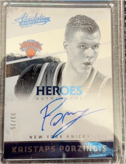 2016-17 Panini Absolute Heroes Autographs #Kristaps Porzingis — front