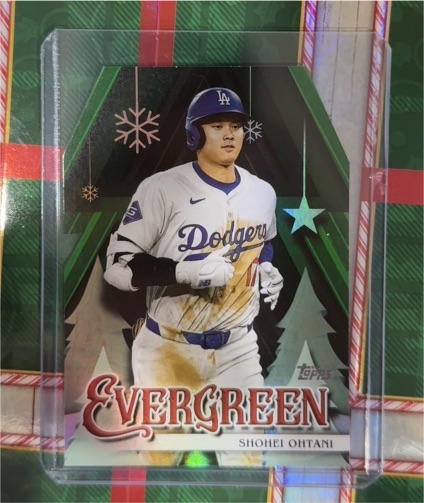 2025 Topps Holiday #E-10 Shohei Ohtani Evergreen Die-Cut Insert — front