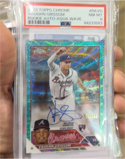 2023 Topps Chrome #RAVO Vaughn Grissom Rookie Auto Aqua Wave — front