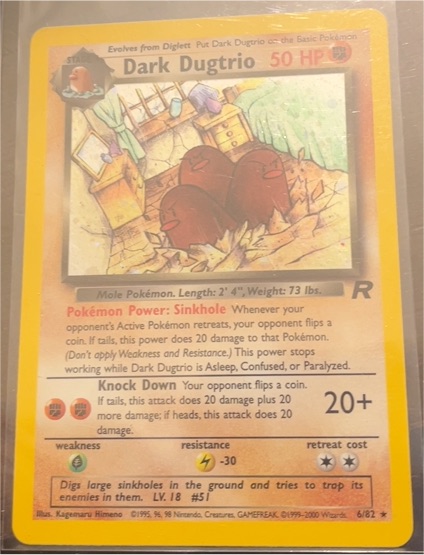 1999 Pokémon Team Rocket #23 Dark Dugtrio — front