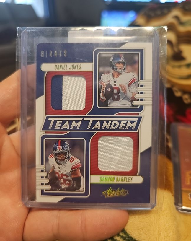 2023 Panini Absolute #TT-NYG Daniel Jones & Saquon Barkley Team Tandem — front