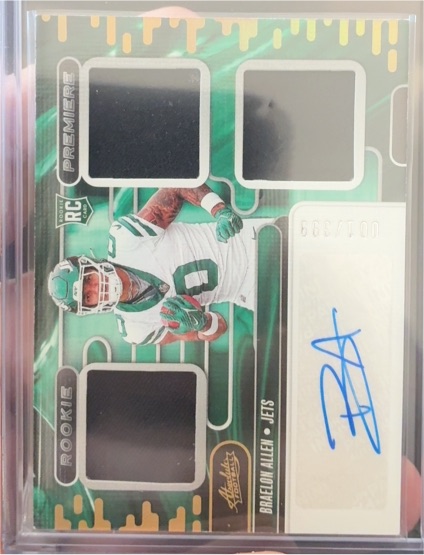 2024 Panini Absolute Rookie Premiere Materials Braelon Allen Jets #/399 — front