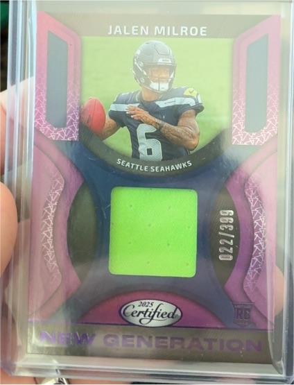 2025 Panini Certified #NGJ-JME Jalen Milroe New Generation Patch — front