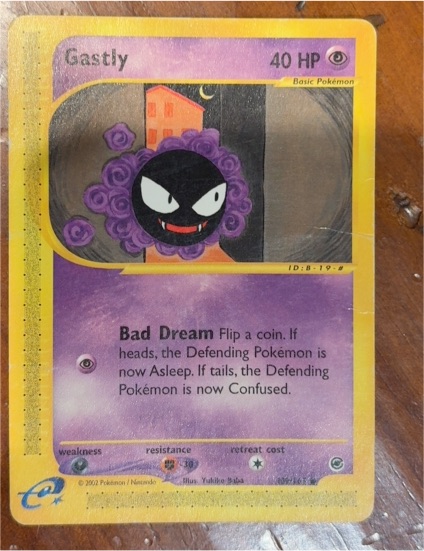 2002 Pokémon Expedition #109 Gastly — front
