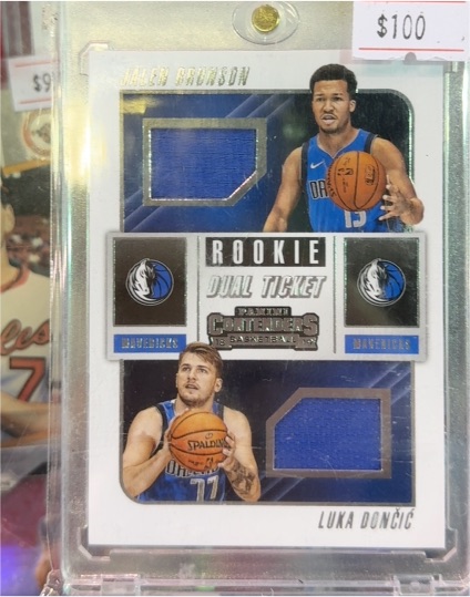 2018-19 Panini Contenders #RD-LJ Jalen Brunson Luka Dončić Rookie Dual Ticket — front