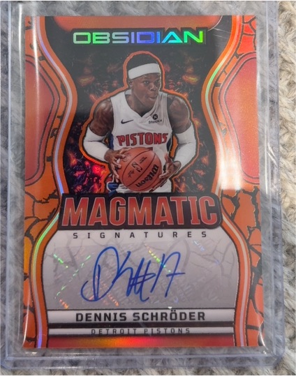 2024-25 Panini Obsidian Magmatic Signatures #MS-DSC Dennis Schröder — front
