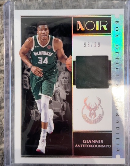 2019-20 Panini Noir Box Office Memorabilia #93/99 Giannis Antetokounmpo — front