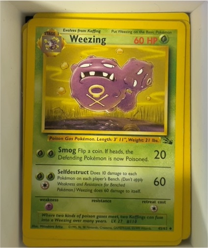 1999 Pokémon Fossil #45 Weezing — front