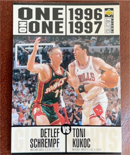 1996-97 Upper Deck Collector's Choice #359 Detlef Schrempf vs Toni Kukoc — front