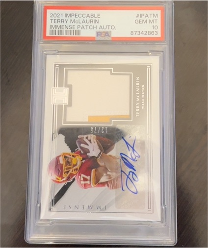 2021 Panini Impeccable #IPATM Terry McLaurin Immense Patch Auto — front