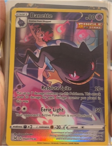 2022 Pokémon SWSH11: Lost Origin Trainer Gallery #TG07/TG30 Banette — front