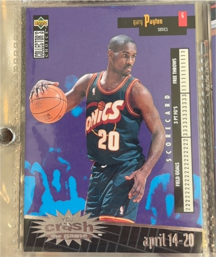1996-97 Upper Deck Collector's Choice #C25 Gary Payton You Crash the Game April 14-20 — front