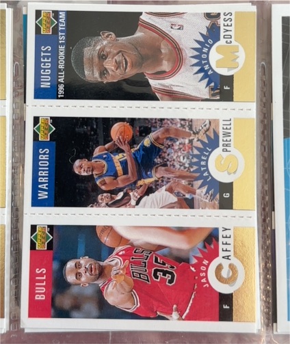 1996-97 Upper Deck Collector's Choice #M100/M118/M111 Jason Caffey / Latrell Sprewell / Antonio McDyess — front