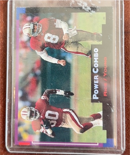 1993 Pro Set Power Combo #PC2 Jerry Rice / Steve Young — front