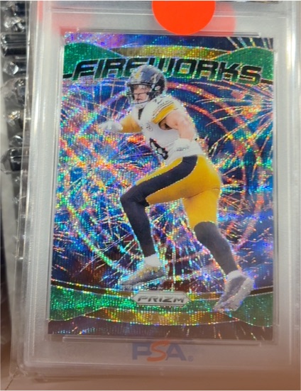 2024 Panini Prizm #15 T.J. Watt Fireworks Green Wave Prizm — front